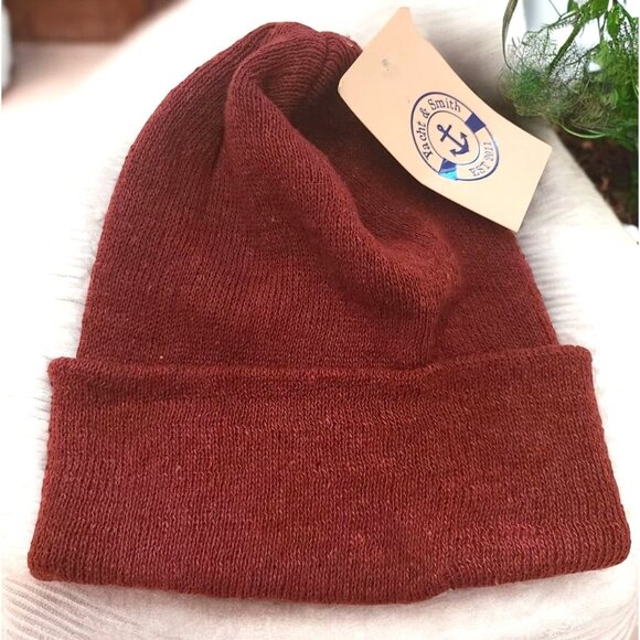 Yacht & Smith Unisex Burgundy Red Knit Beanie - Picture 1 of 7